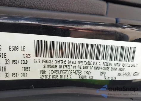 2013 Dodge Durango Crew z USA, uszkodzony, nr VIN 1C4RDJDG7DC674756